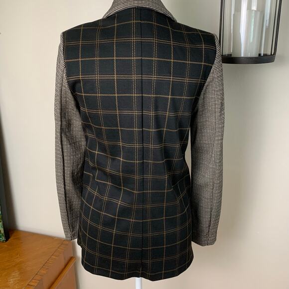 NEW B.young Size 36 US M Long Blazer Jacket Check Mix Black Preppy Soft Stretchy - Picture 8 of 12